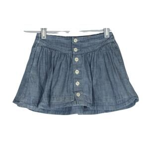 Ralph Lauren Kids Cotton Denim Skirt Girls 5 Pockets Button Front Elastic Waist